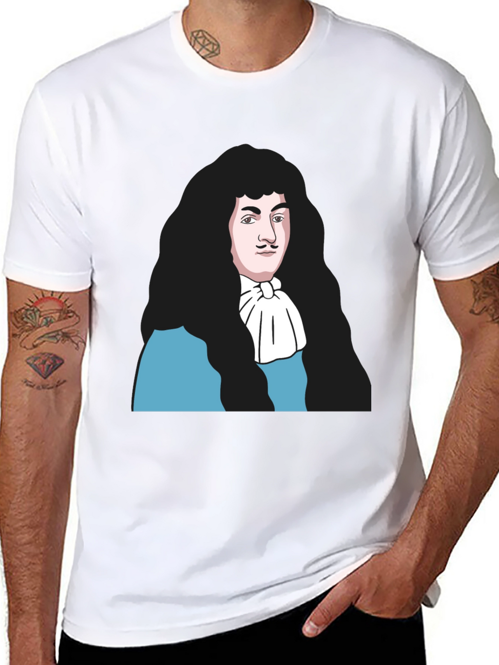 Black T-Shirt with Baroque Era Portrait
