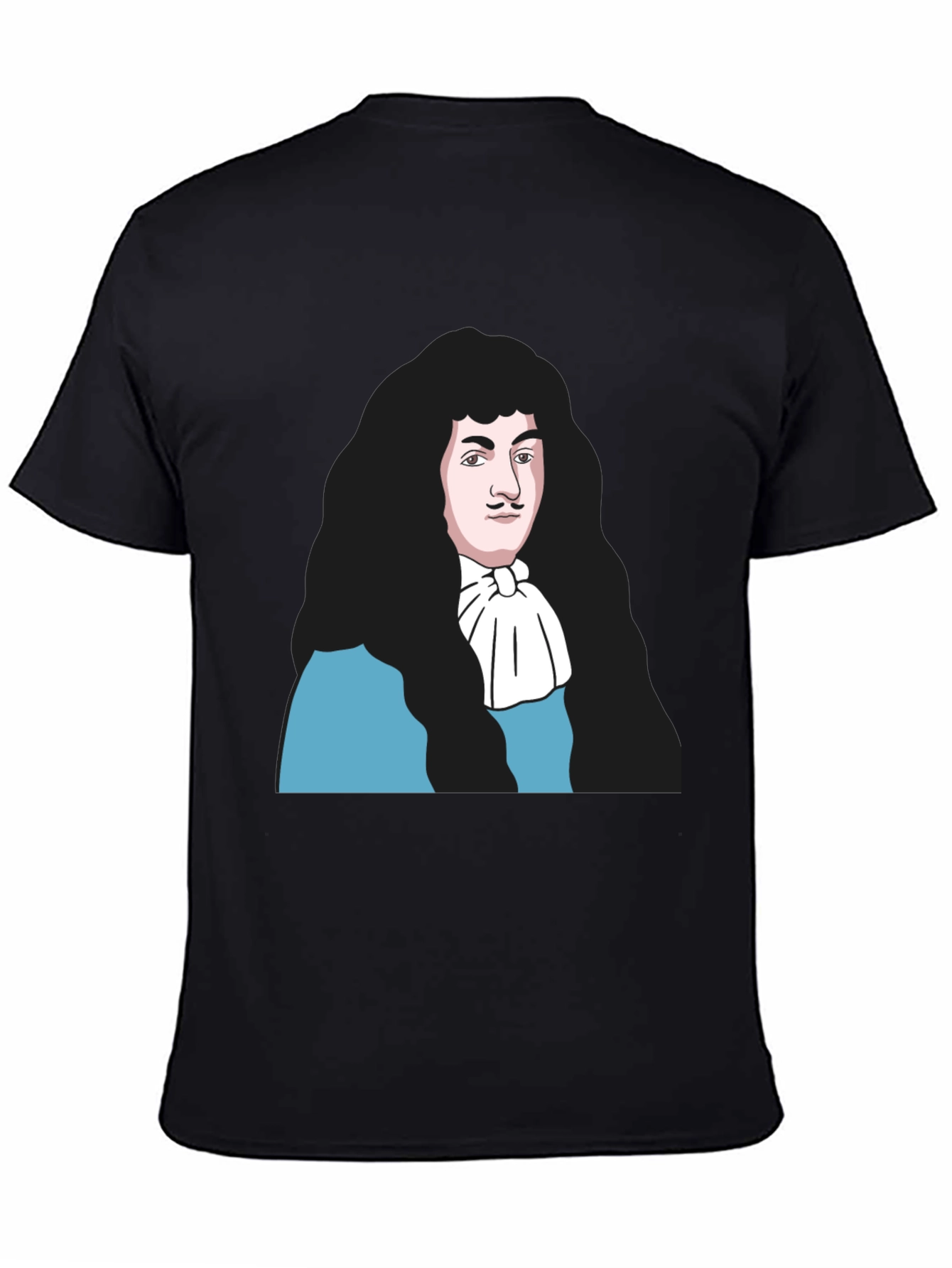 Black T-Shirt with Baroque Era Portrait