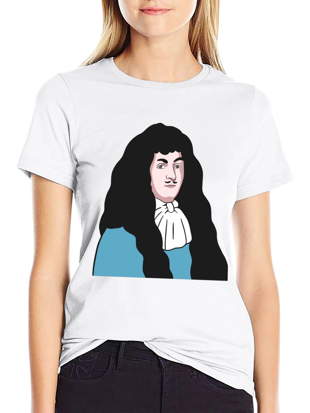 Black T-Shirt with Baroque Era Portrait