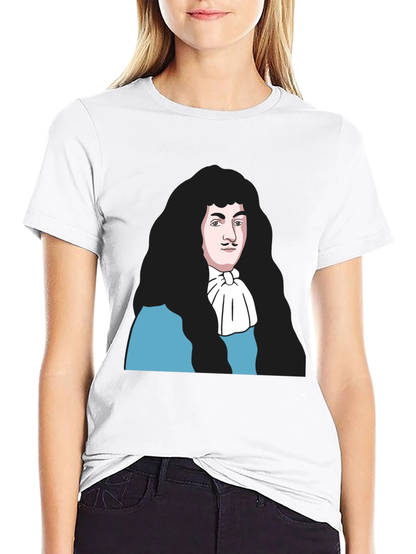Black T-Shirt with Baroque Era Portrait