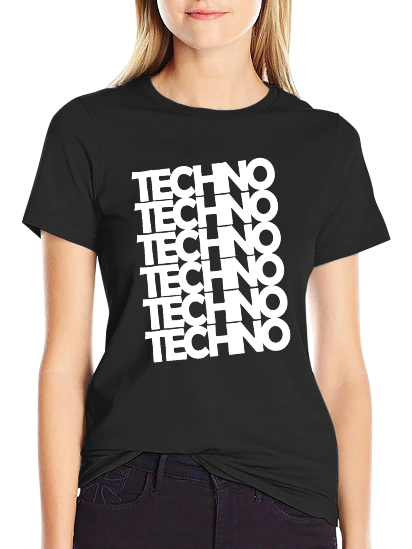 Techno Graphic Print Black T-Shirt