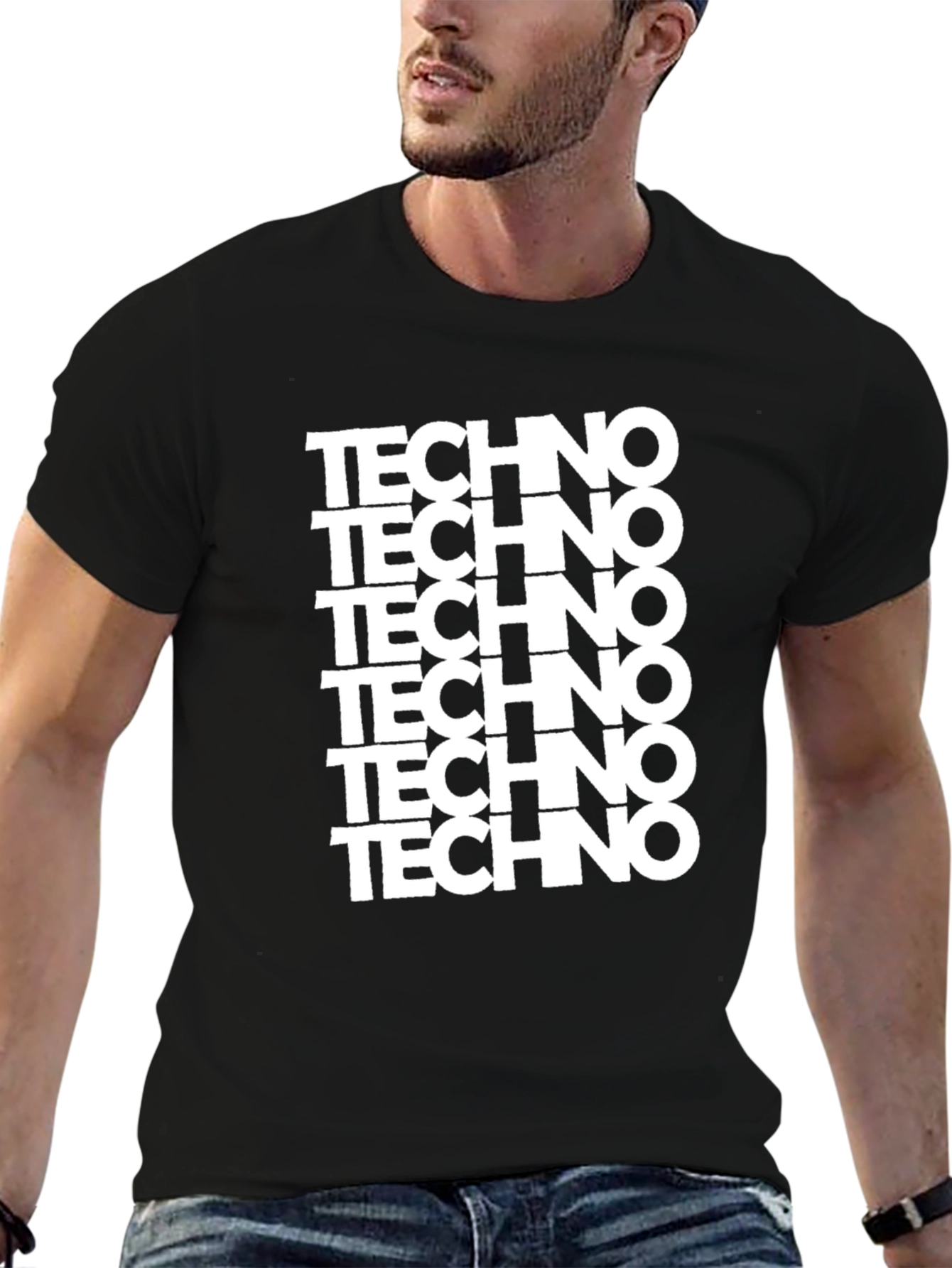 Techno Graphic Print Black T-Shirt