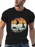 Retro Sunset Seagull Graphic T-Shirt