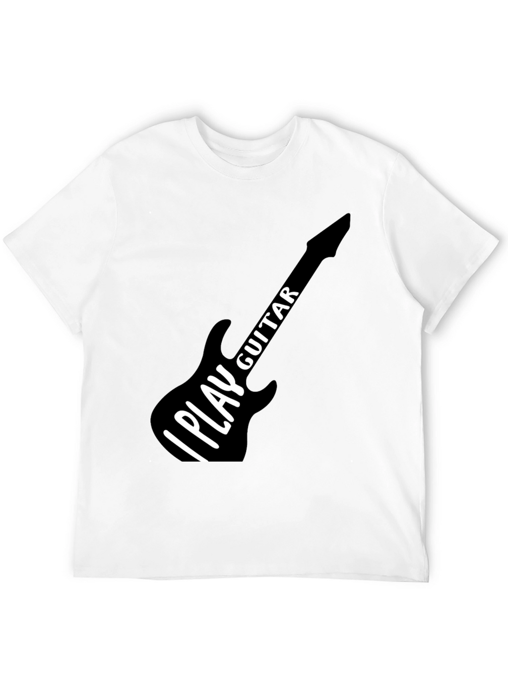 I Play Guitar Graphic T-Shirt Black Crew Neck Tee