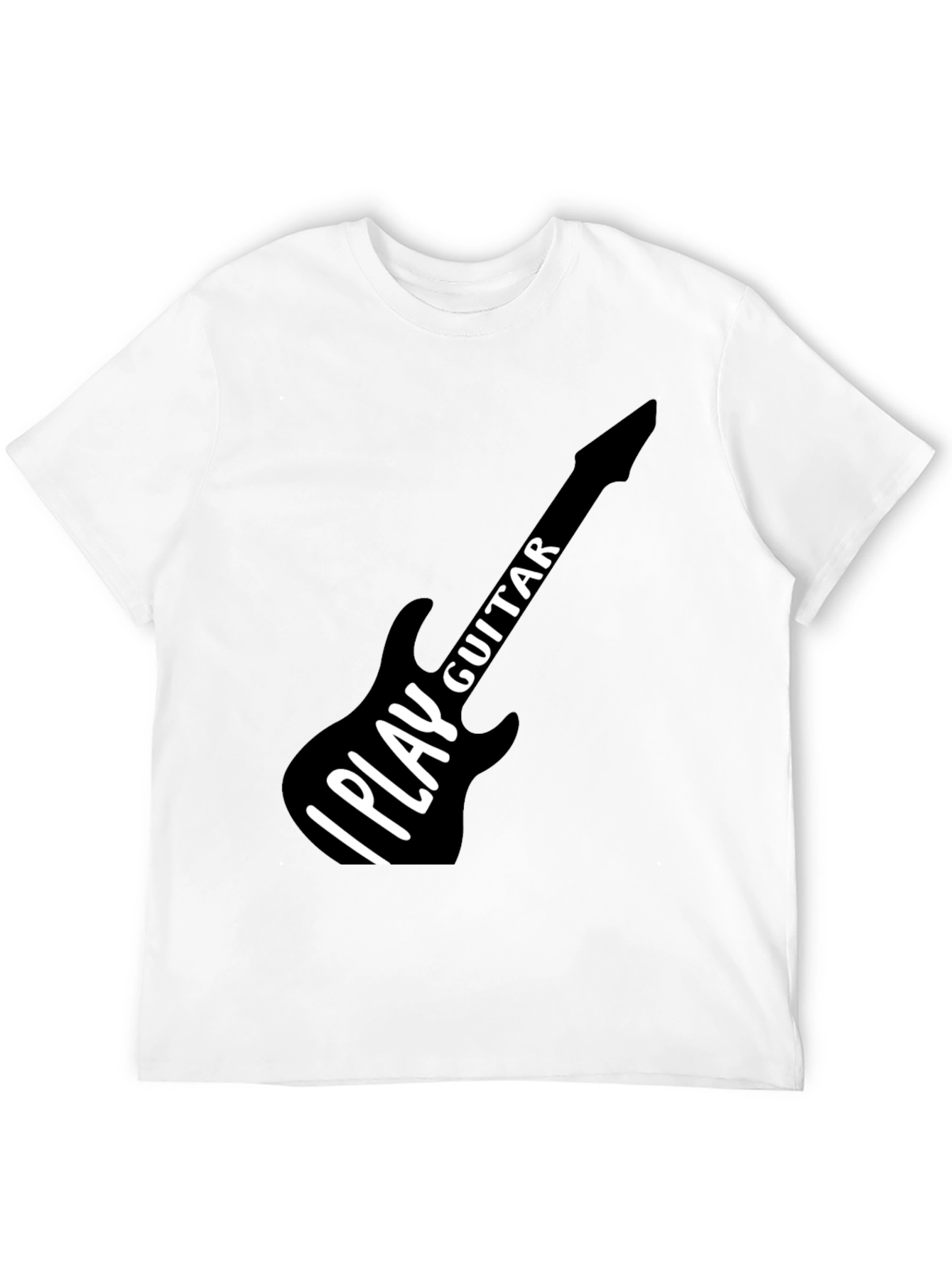 I Play Guitar Graphic T-Shirt Black Crew Neck Tee