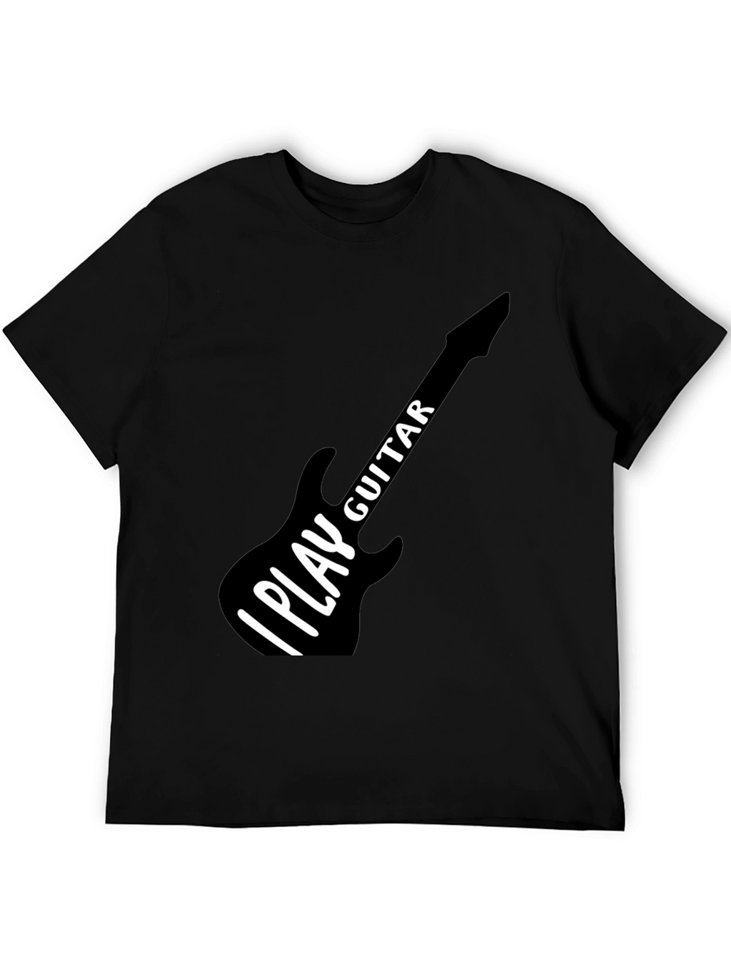 I Play Guitar Graphic T-Shirt Black Crew Neck Tee