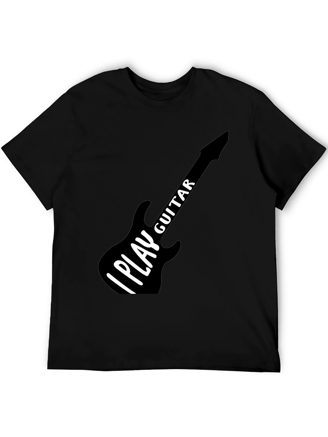 I Play Guitar Graphic T-Shirt Black Crew Neck Tee