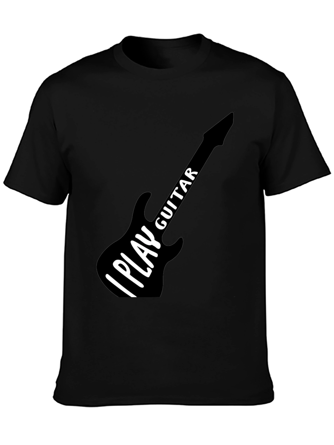 I Play Guitar Graphic T-Shirt Black Crew Neck Tee