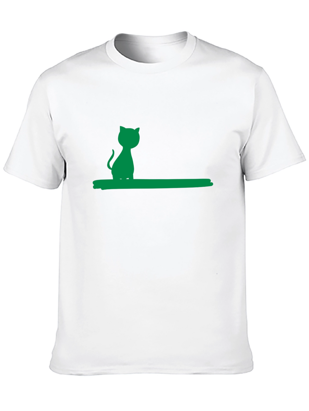 Green Cat Silhouette Black Cotton Tee
