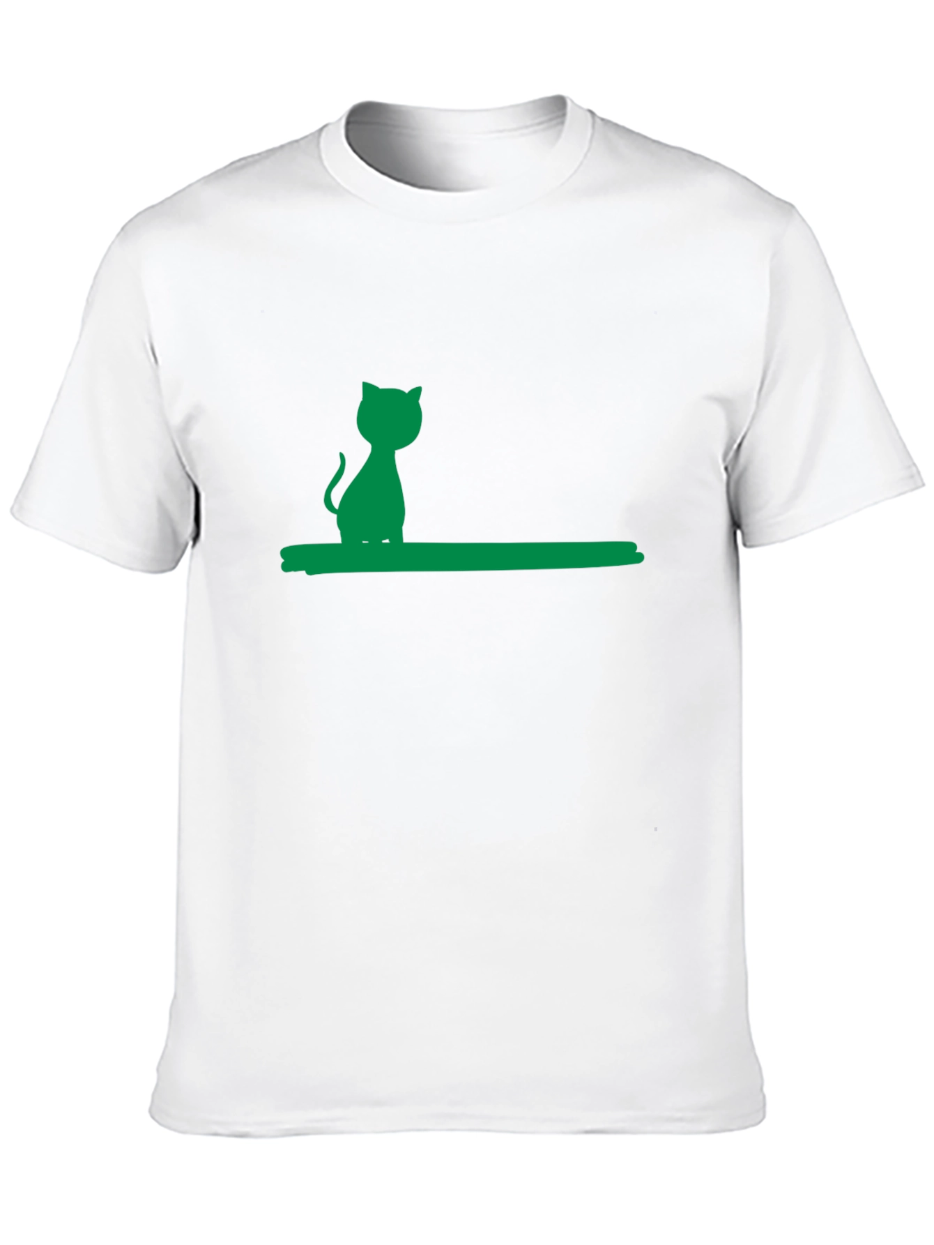Green Cat Silhouette Black Cotton Tee