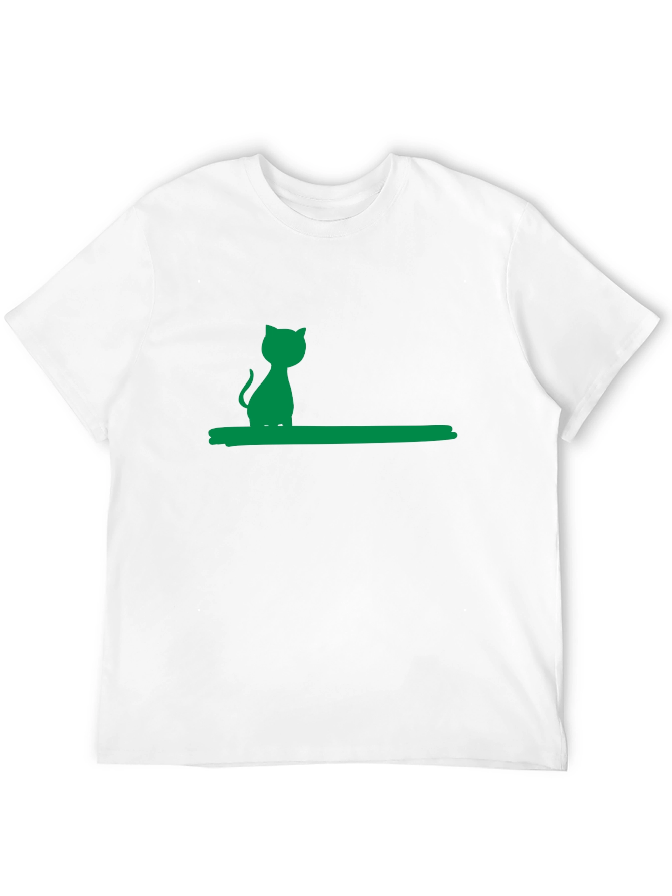 Green Cat Silhouette Black Cotton Tee