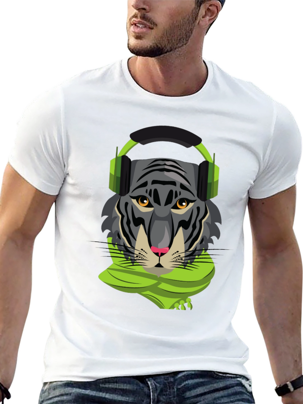 Tiger DJ Graphic Tee - Cool Animal Shirt