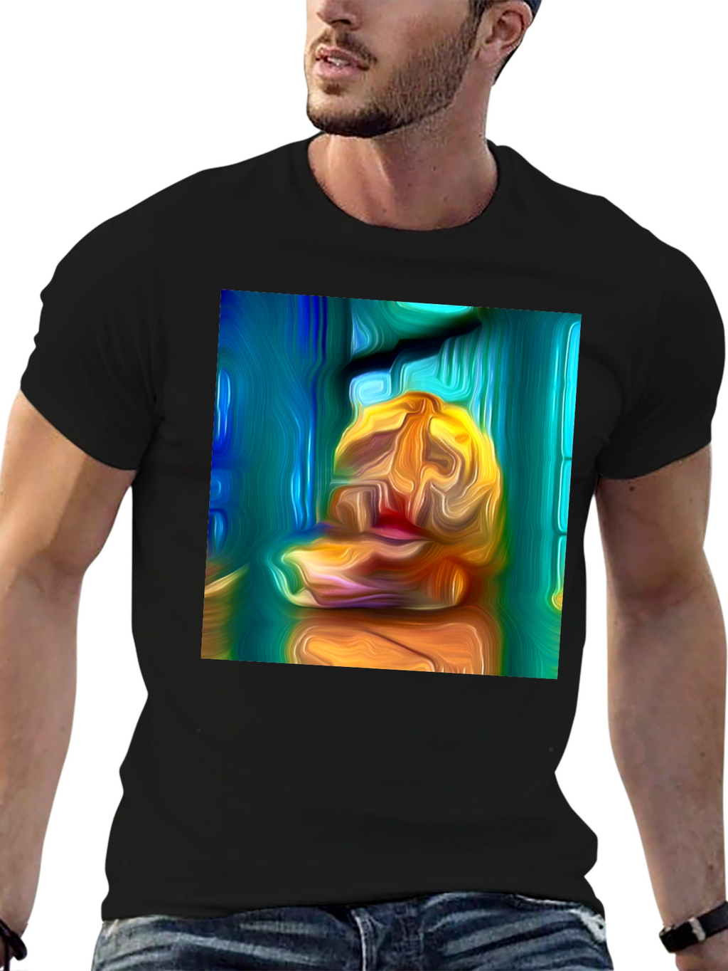 Abstract Art Print Black T-Shirt