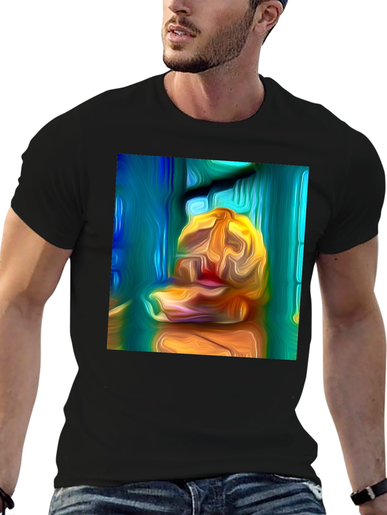 Abstract Art Print Black T-Shirt