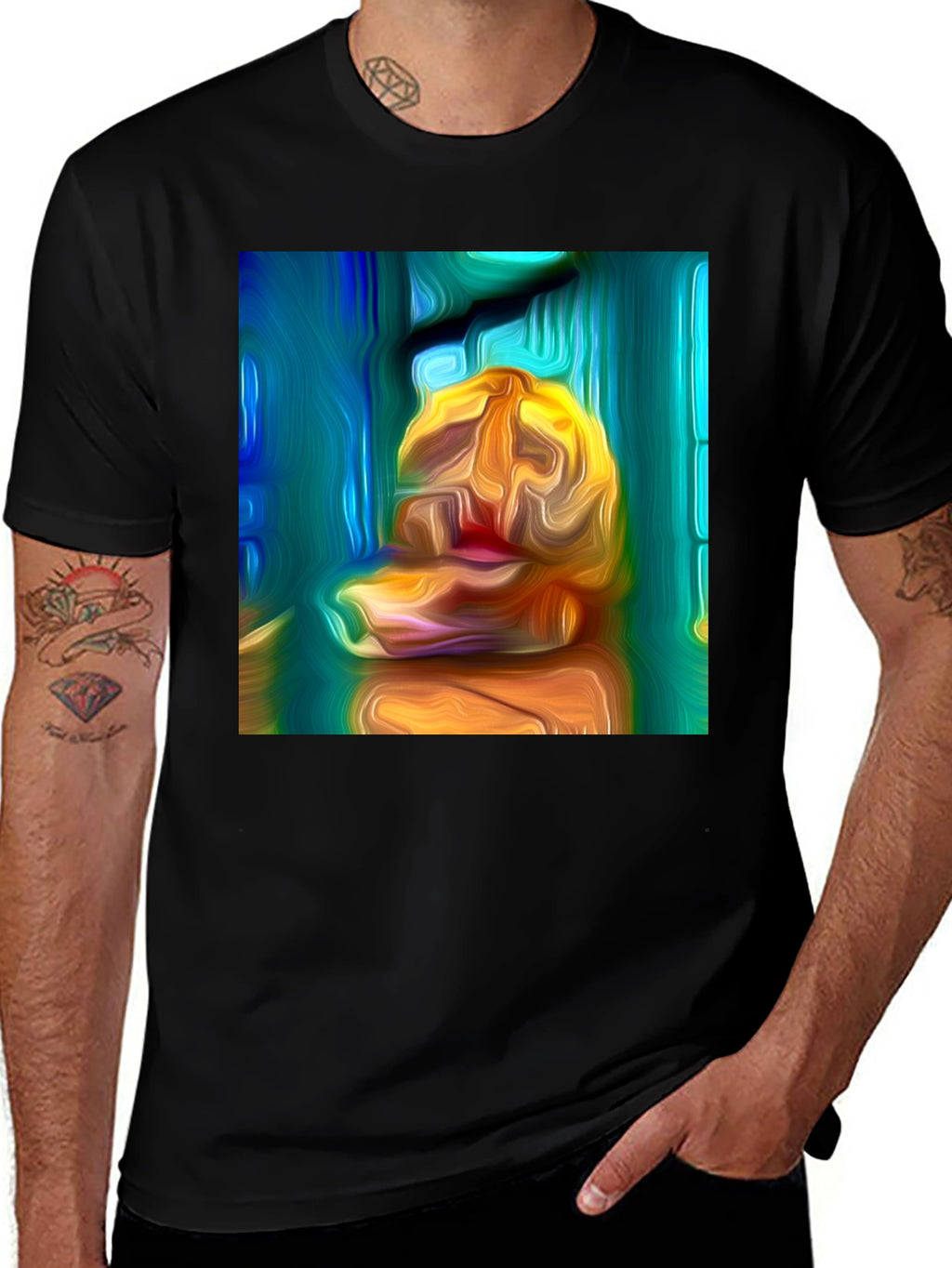 Abstract Art Print Black T-Shirt
