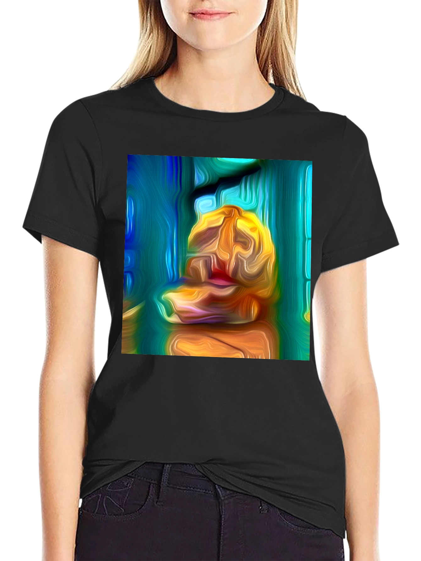 Abstract Art Print Black T-Shirt