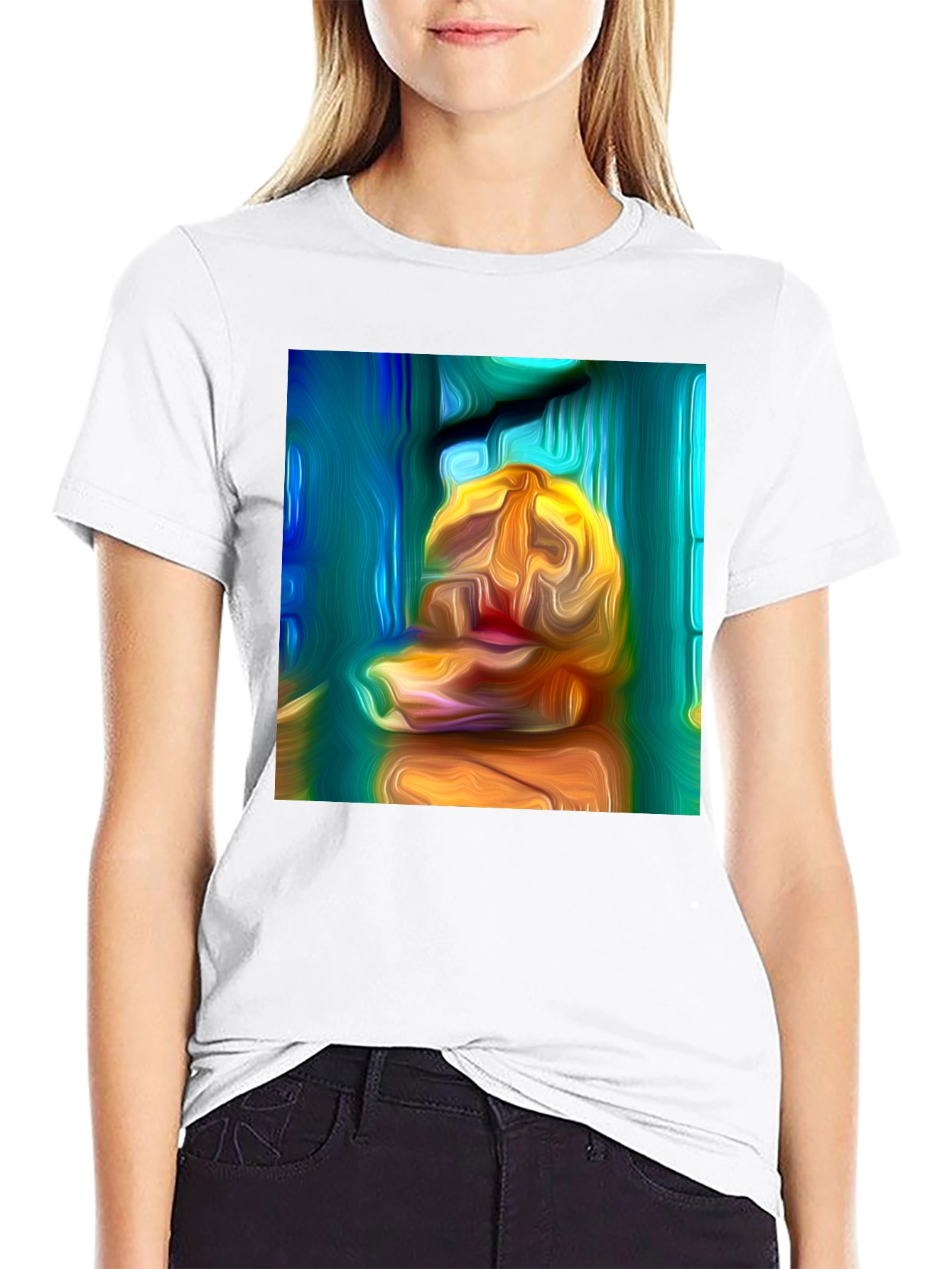 Abstract Art Print Black T-Shirt