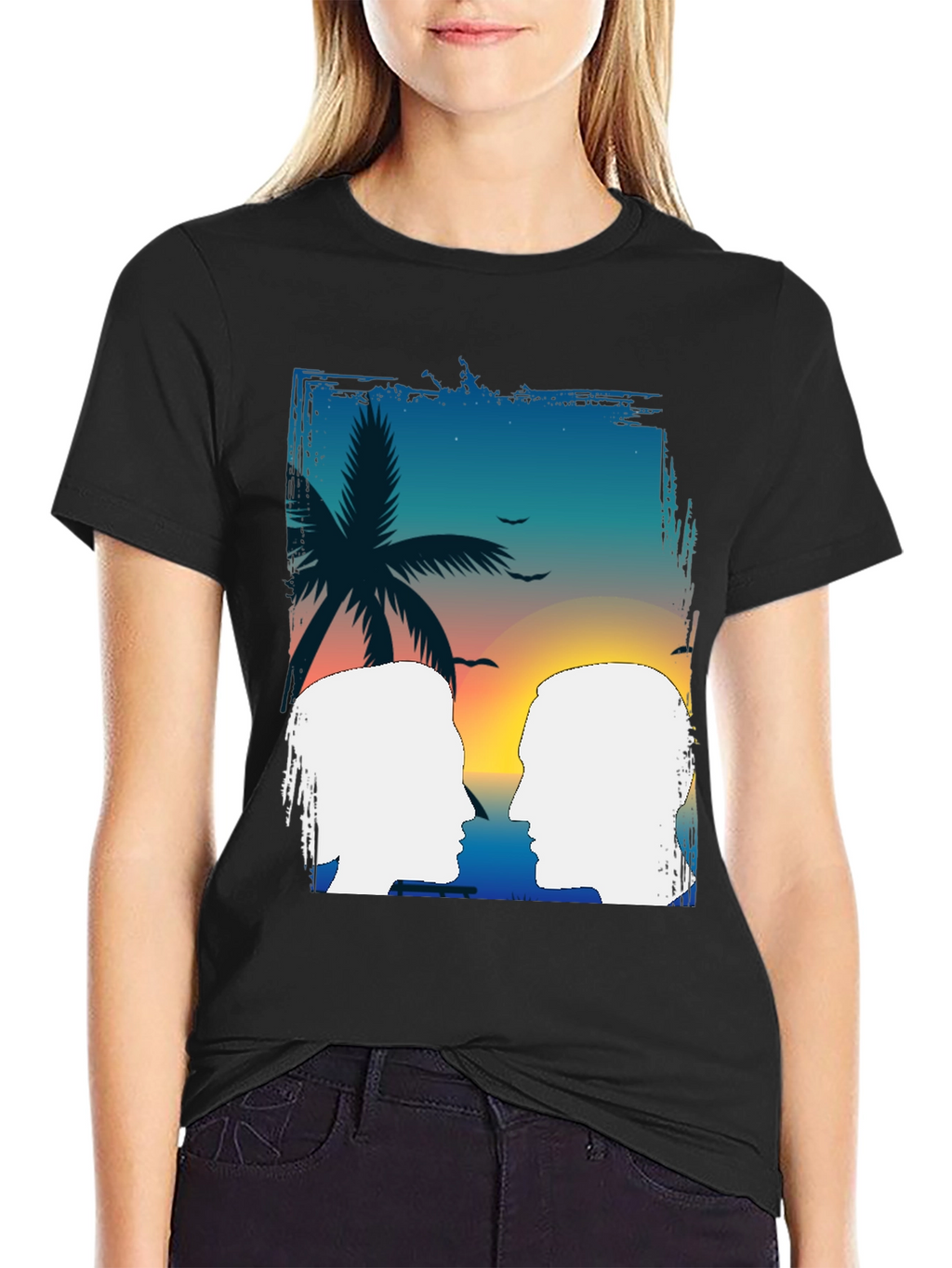 Tropical Sunset Couple Graphic T-Shirt