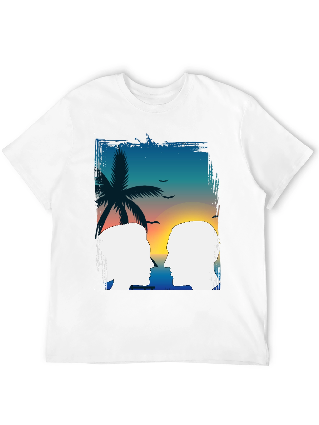 Tropical Sunset Couple Graphic T-Shirt