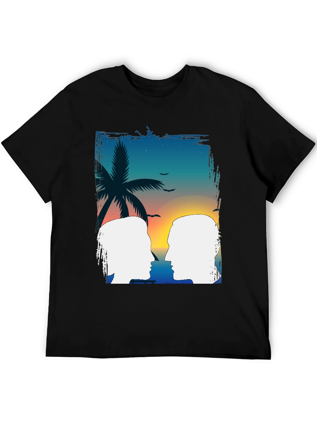 Tropical Sunset Couple Graphic T-Shirt