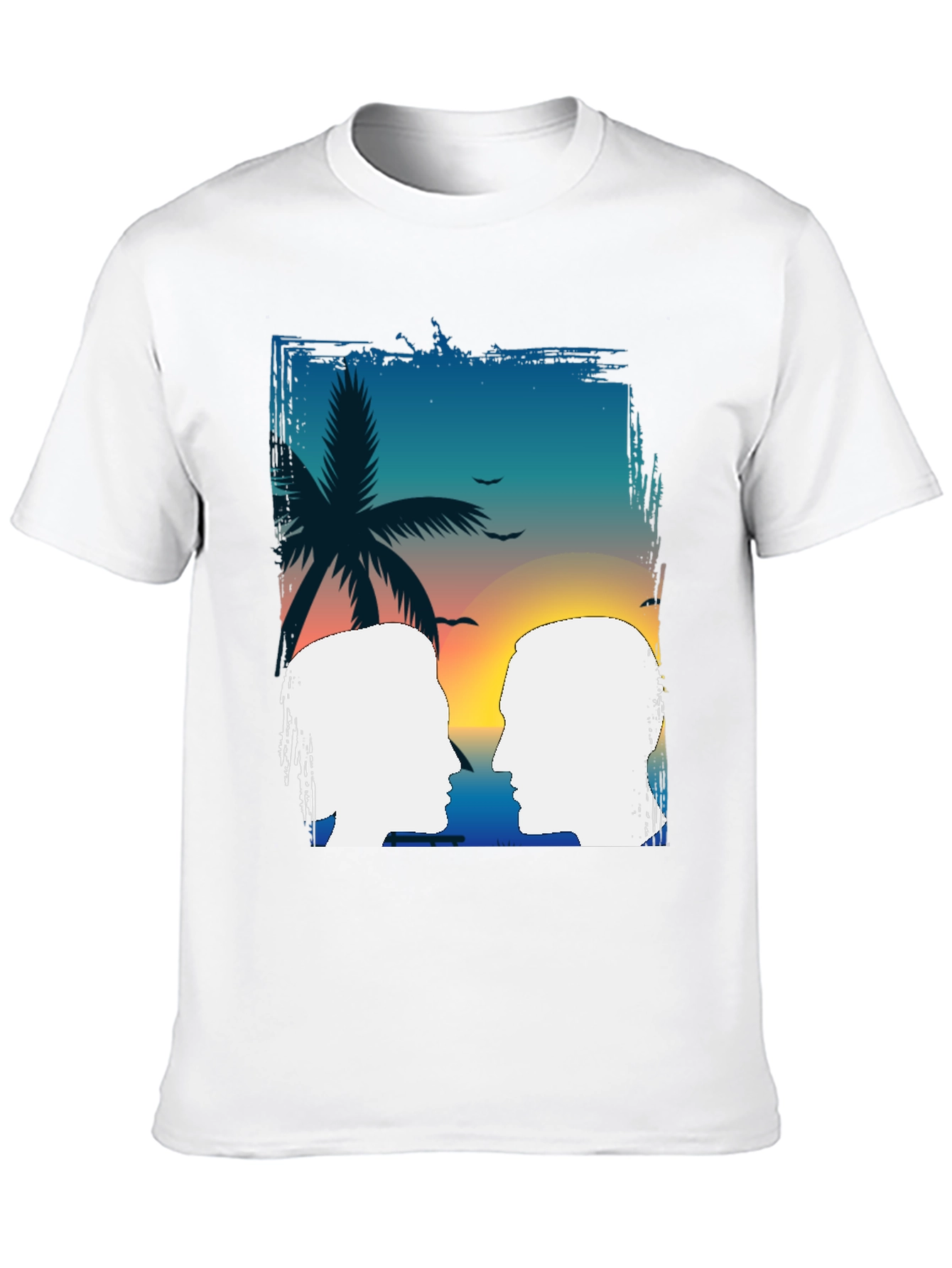 Tropical Sunset Couple Graphic T-Shirt
