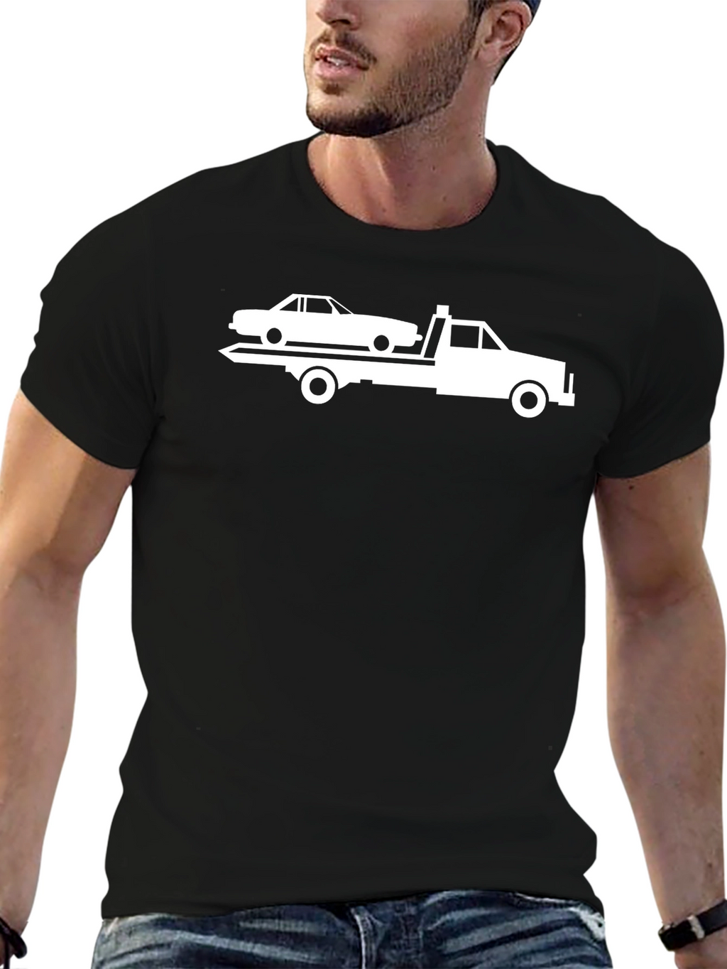 Tow Truck Graphic T-Shirt - Black