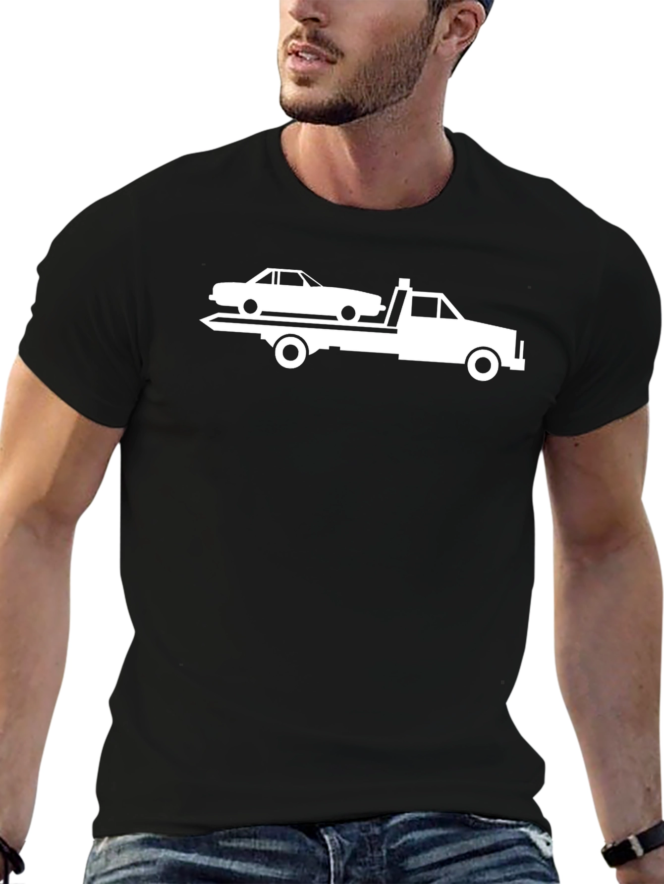 Tow Truck Graphic T-Shirt - Black
