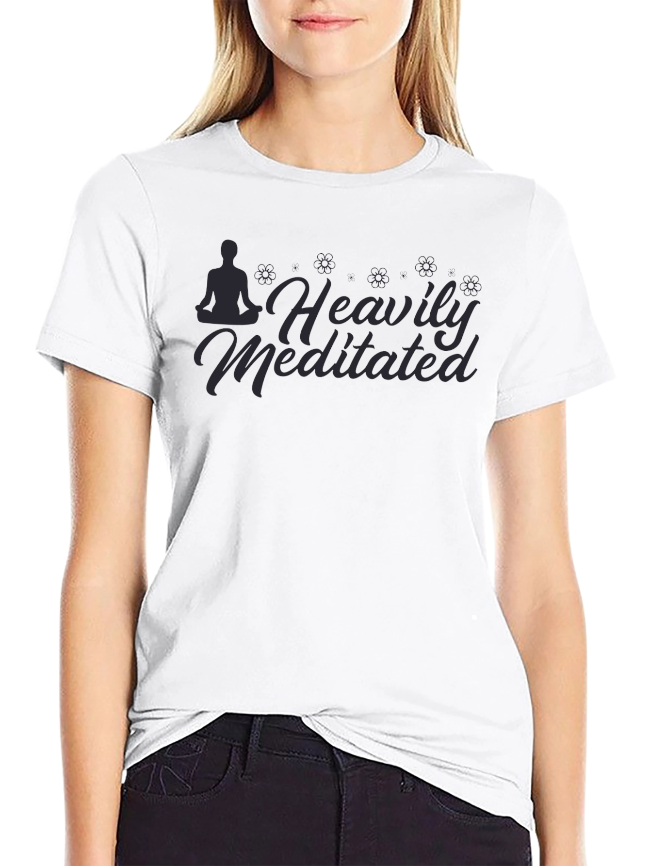 Heavily Meditated Graphic Tee - Black Cotton Blend