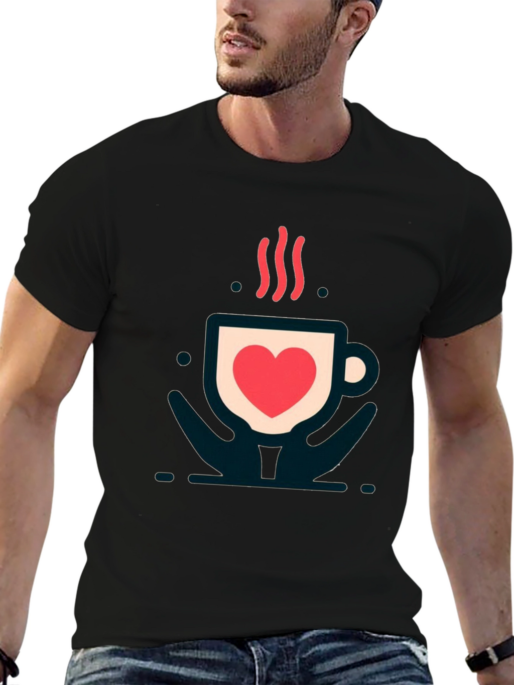Love in a Cup Tee - Heart Coffee Design