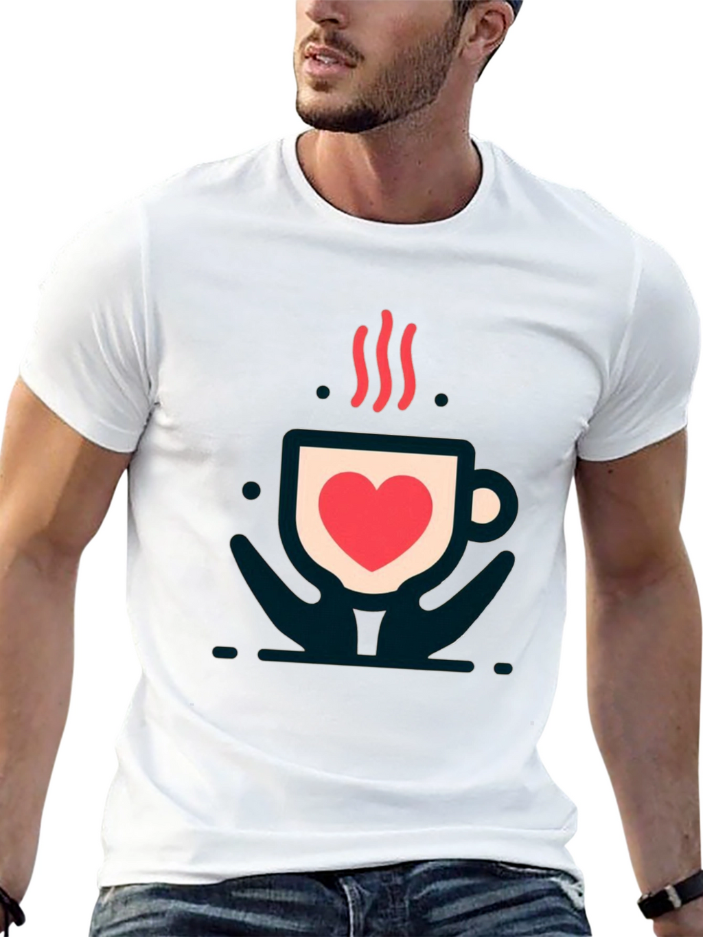 Love in a Cup Tee - Heart Coffee Design
