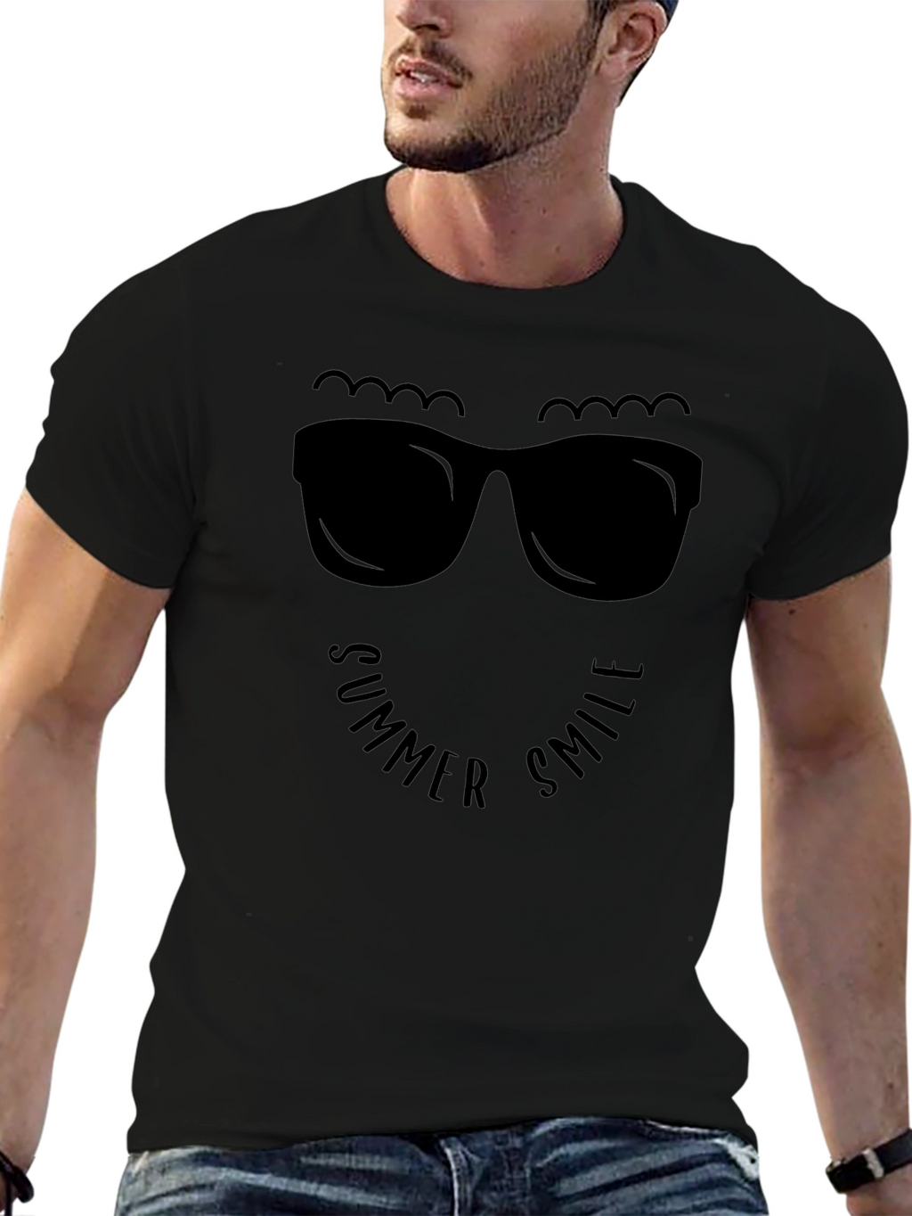 Summer Smile Graphic Tee - Black