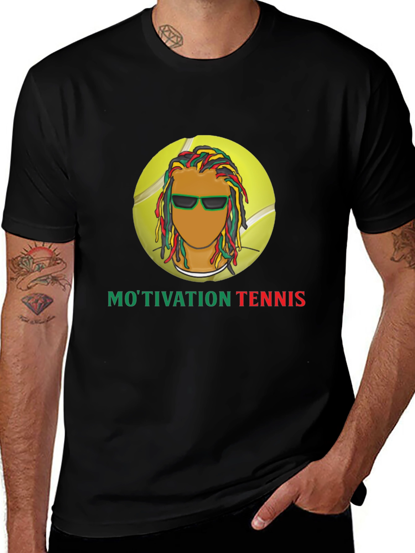 Motivation Tennis Graphic Black T-Shirt