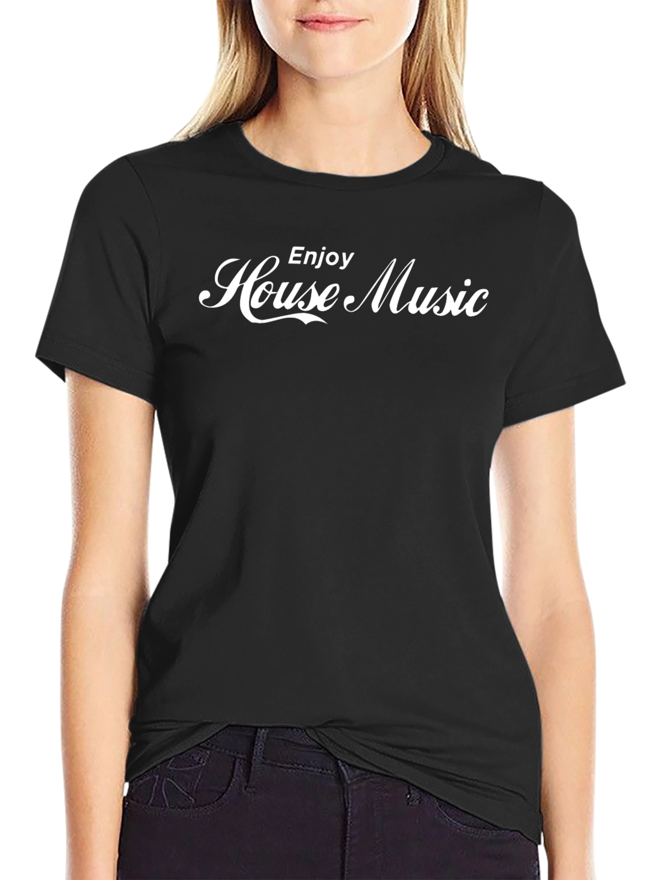 Enjoy House Music Graphic Tee - Black Cotton T-Shirt