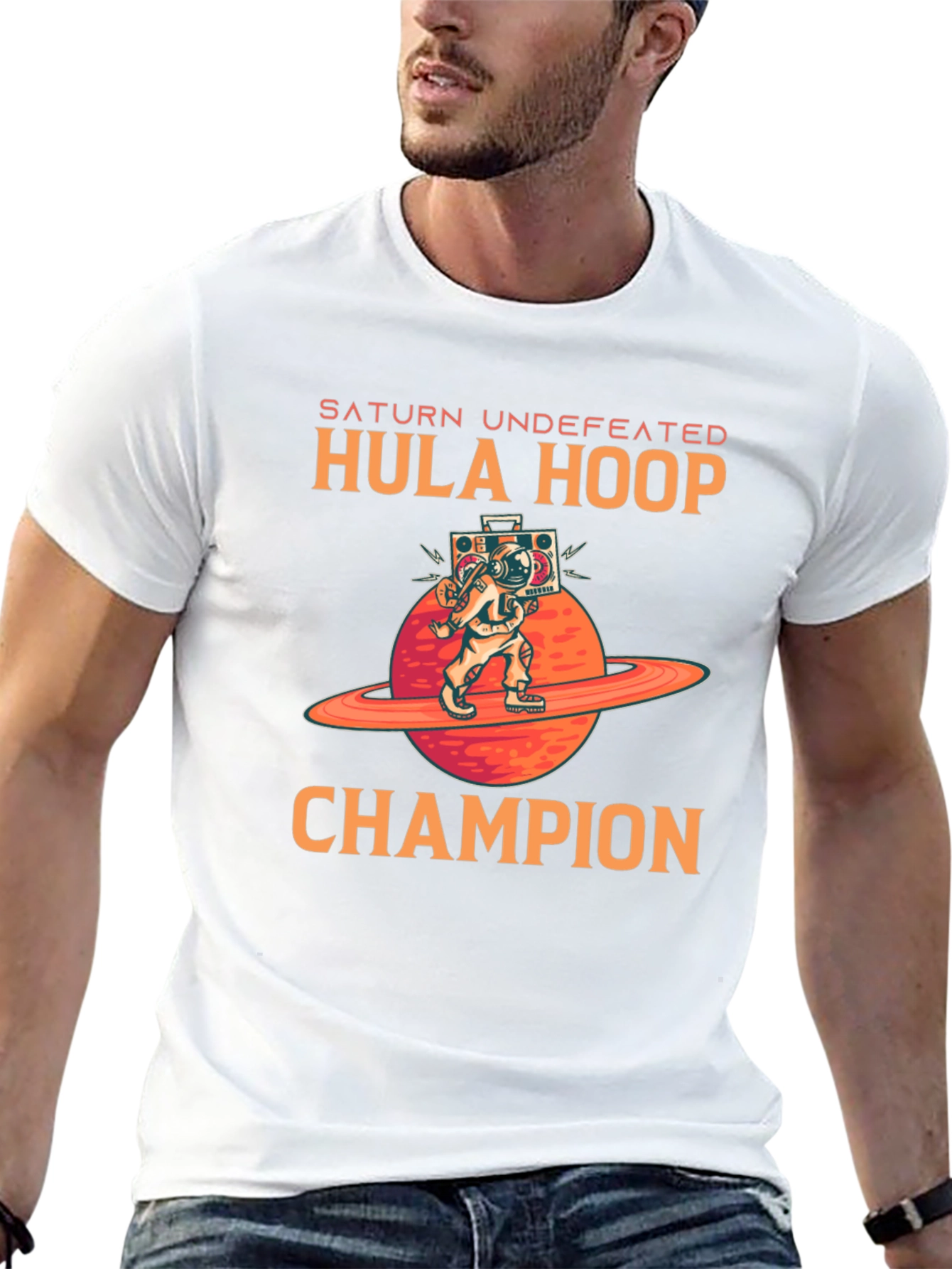 Saturn Hula Hoop Champion Black T-Shirt