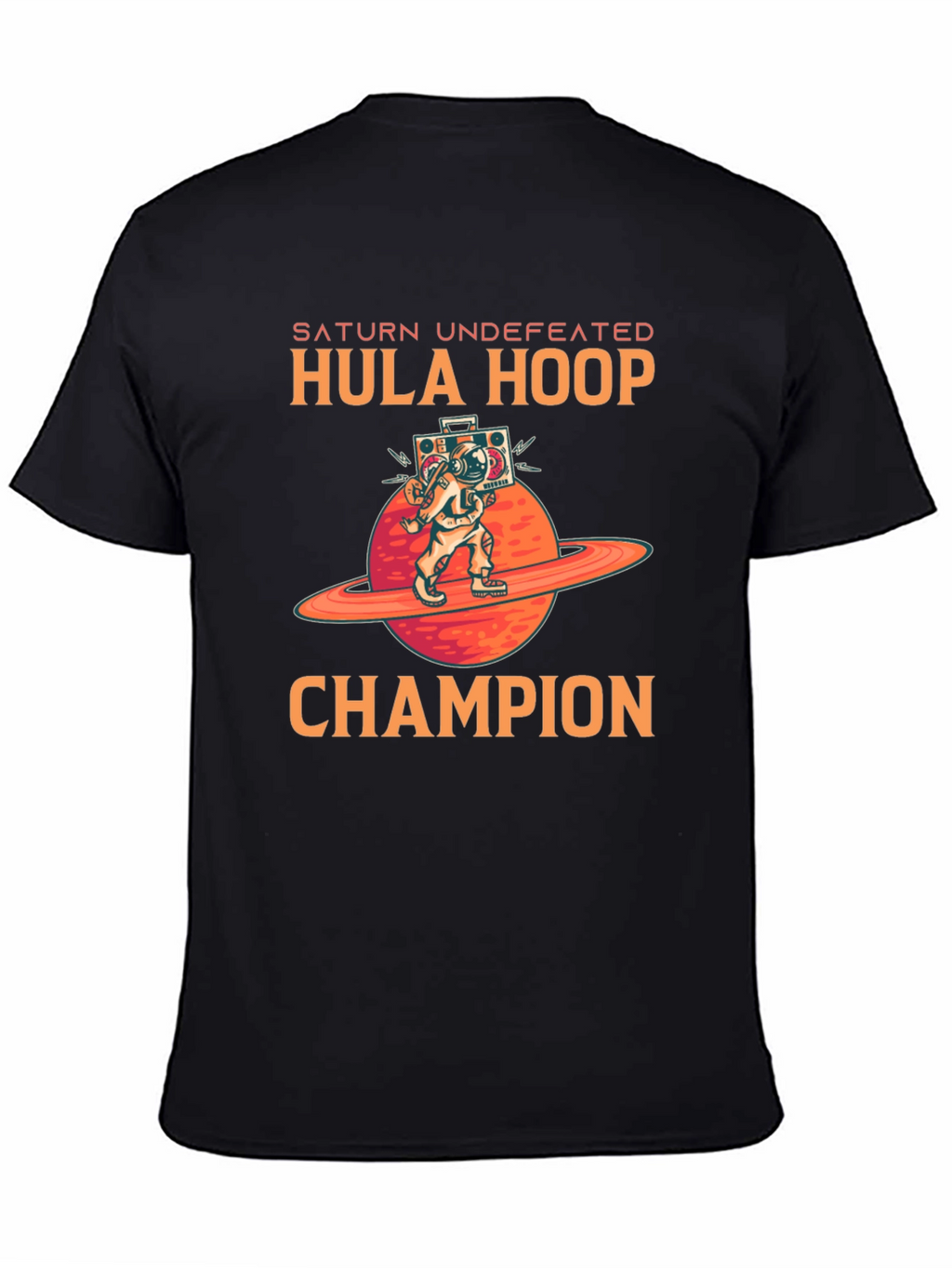 Saturn Hula Hoop Champion Black T-Shirt