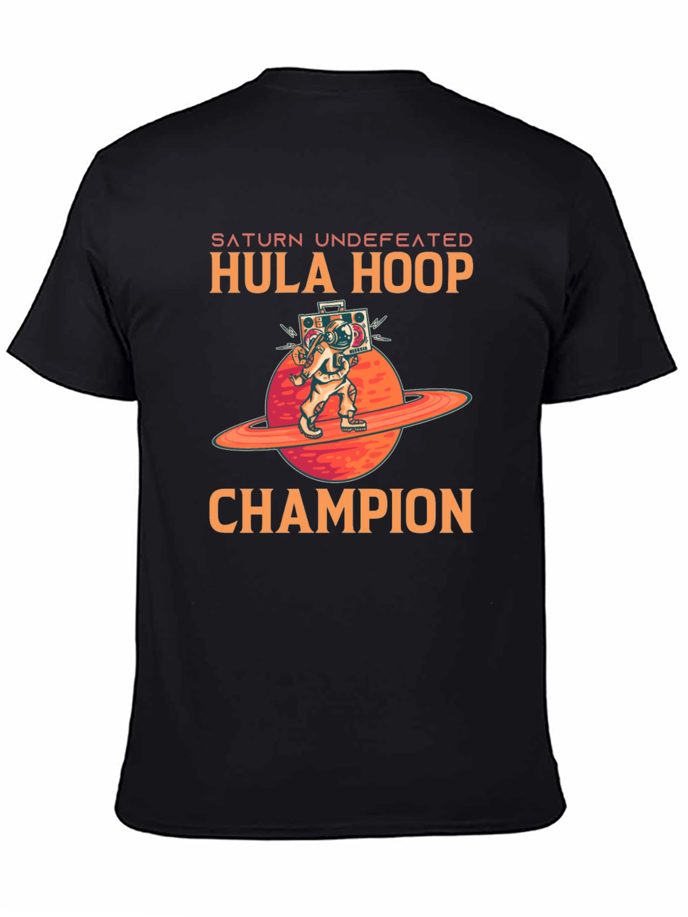 Saturn Hula Hoop Champion Black T-Shirt