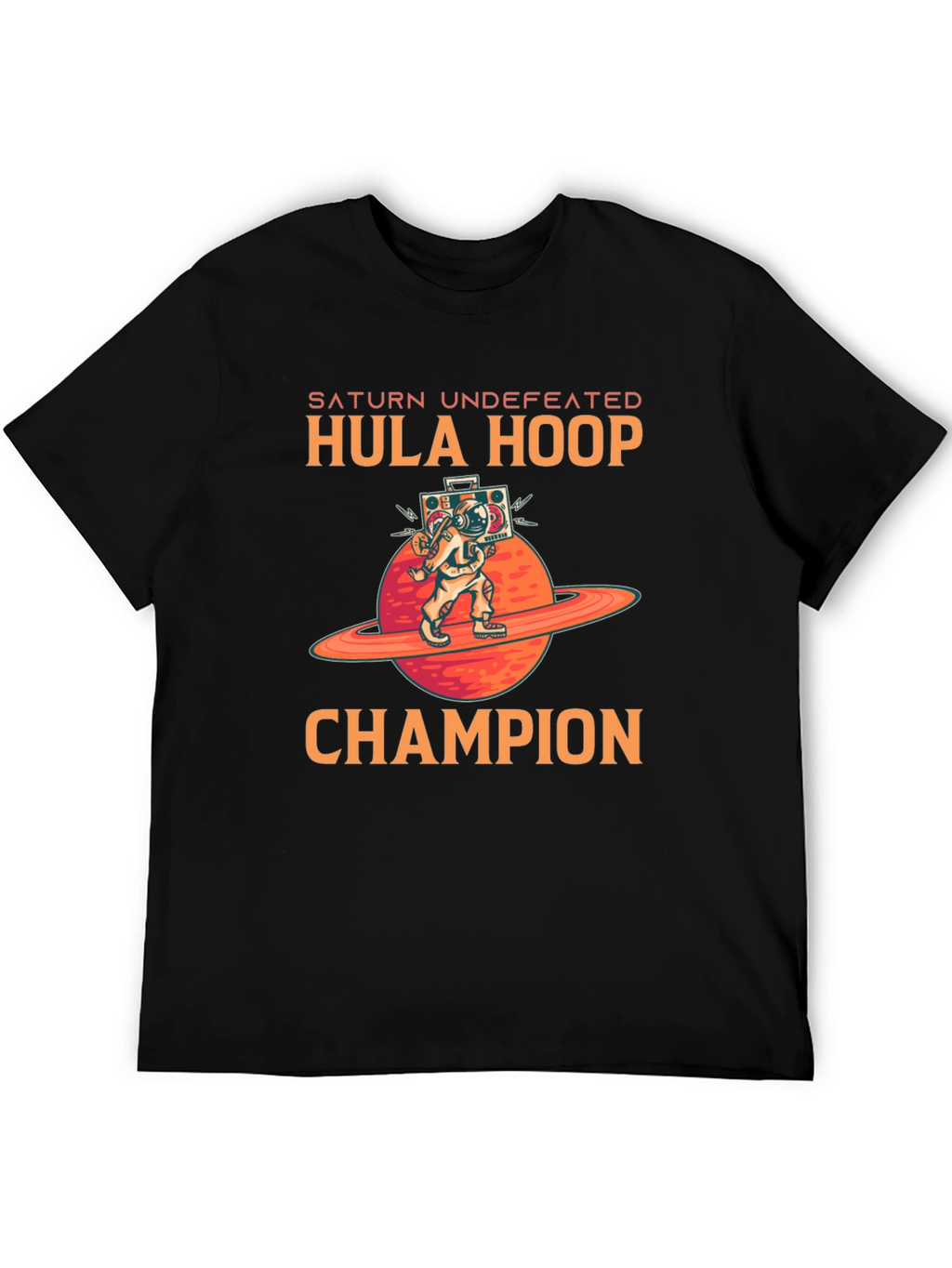 Saturn Hula Hoop Champion Black T-Shirt
