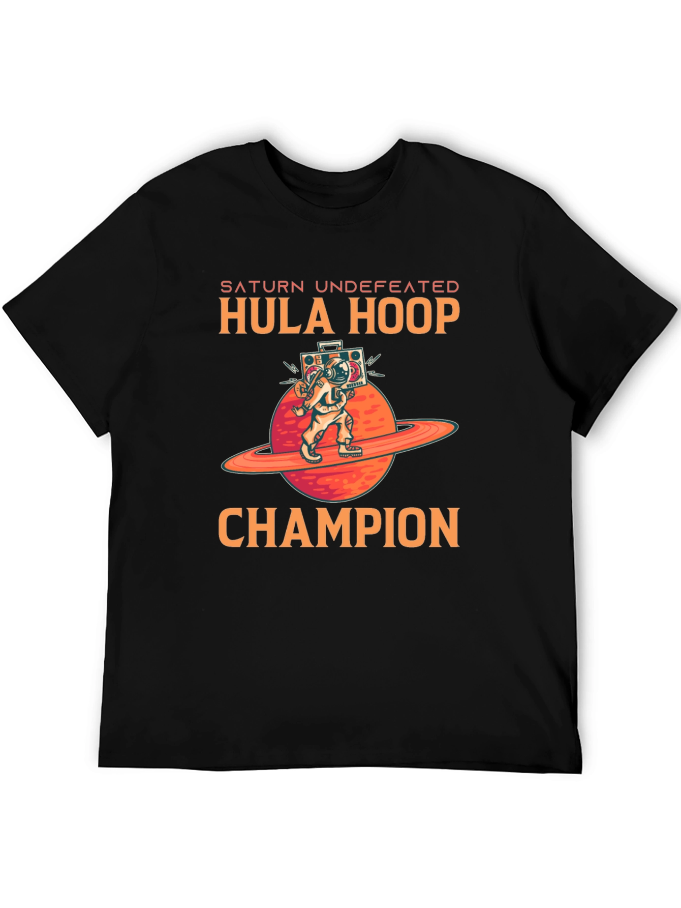 Saturn Hula Hoop Champion Black T-Shirt