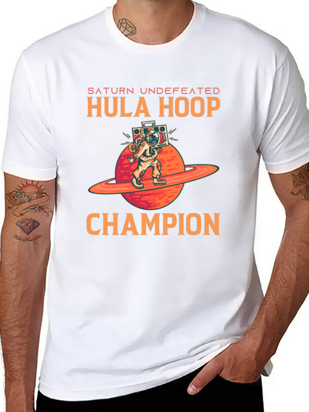 Saturn Hula Hoop Champion Black T-Shirt