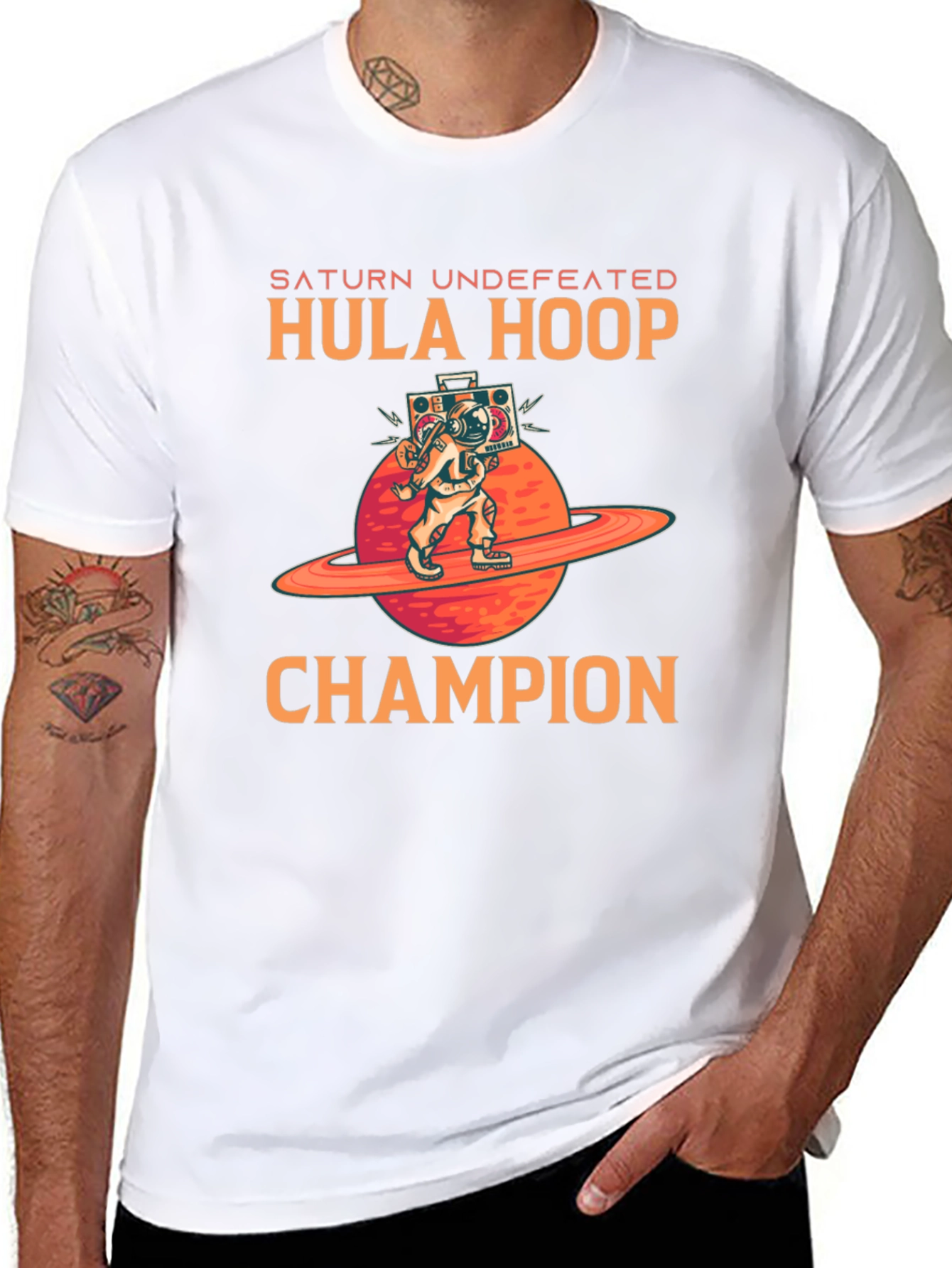 Saturn Hula Hoop Champion Black T-Shirt