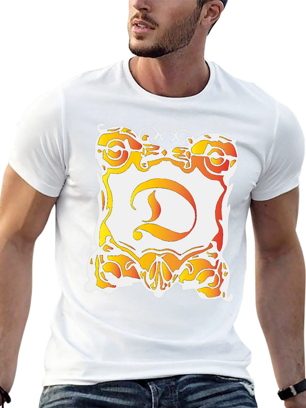 Ornate D Graphic Black T-Shirt