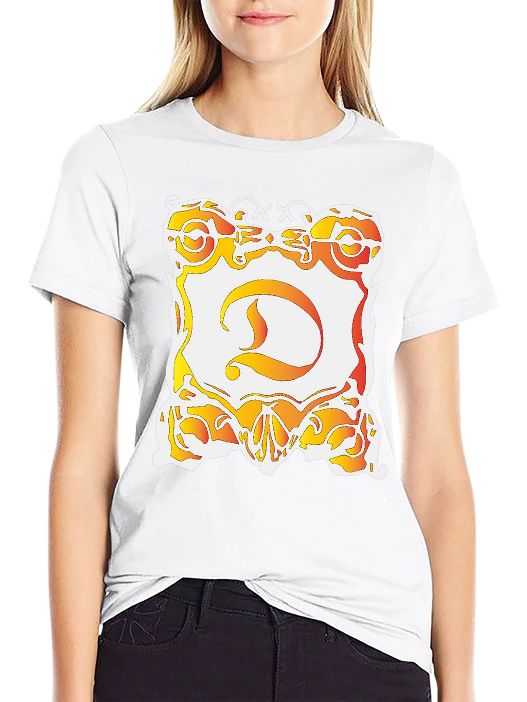 Ornate D Graphic Black T-Shirt