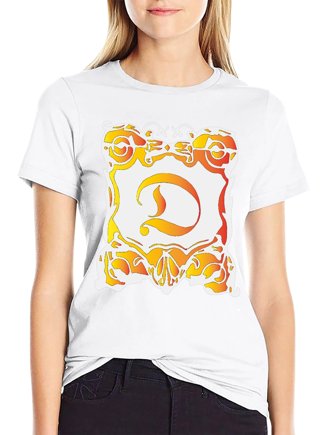 Ornate D Graphic Black T-Shirt