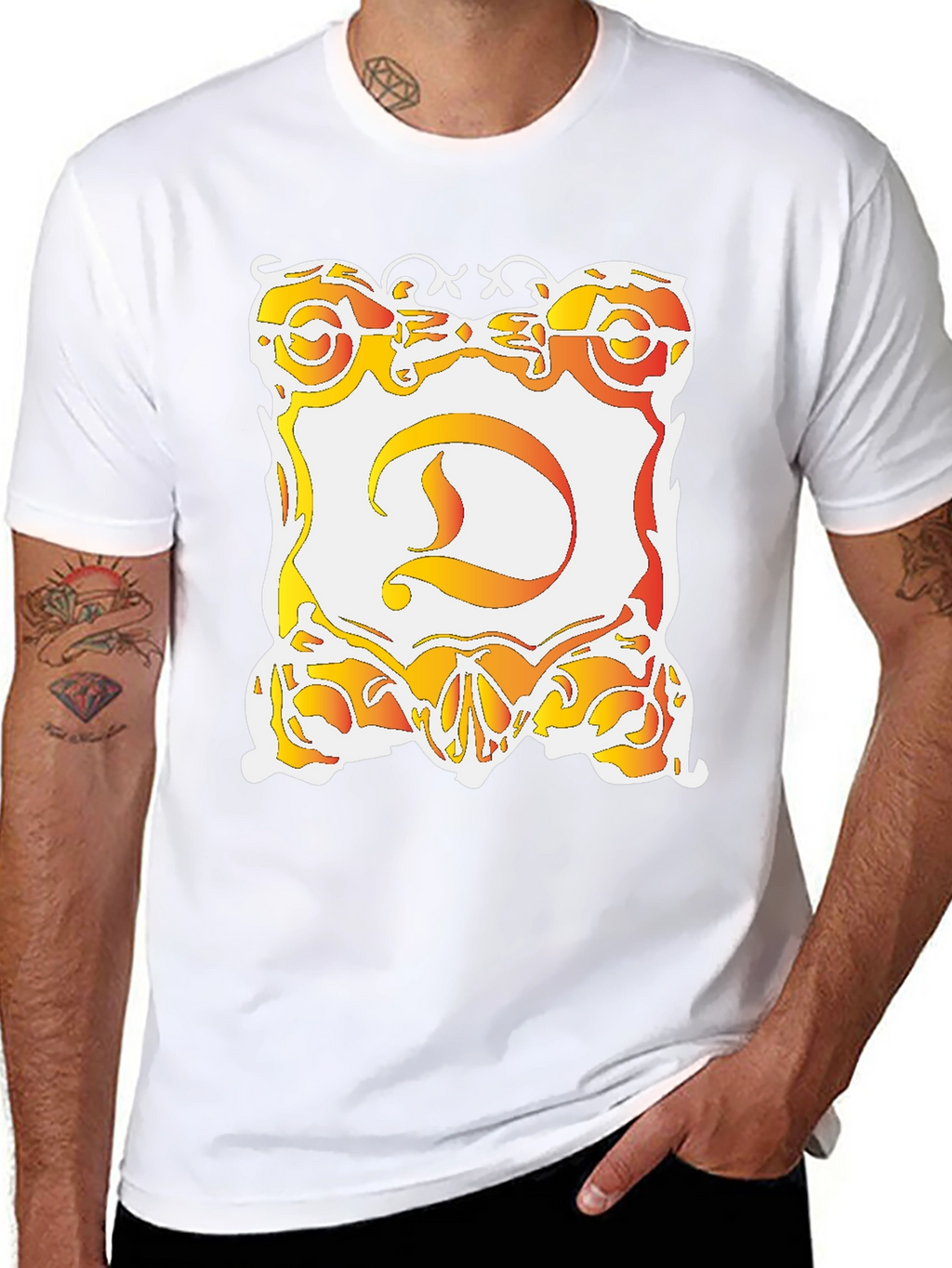 Ornate D Graphic Black T-Shirt