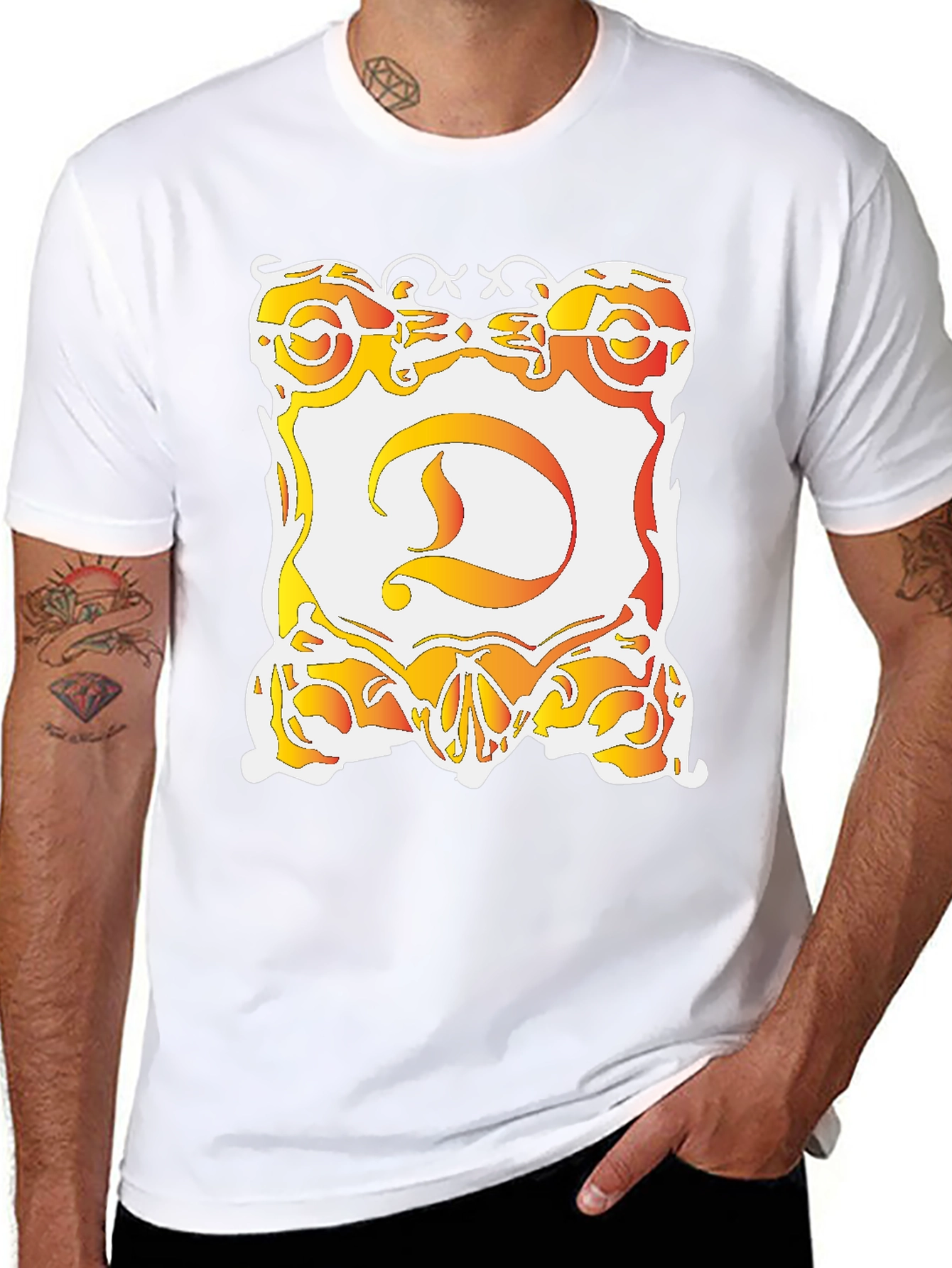 Ornate D Graphic Black T-Shirt