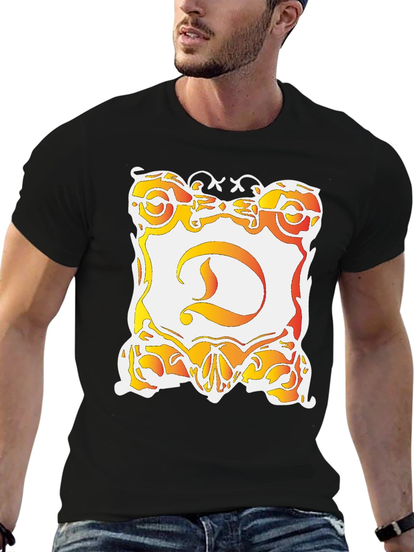 Ornate D Graphic Black T-Shirt