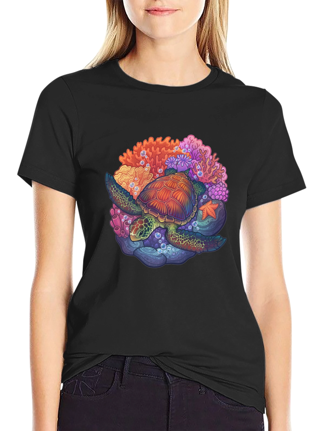 Sea Turtle Coral Reef Graphic Tee - Ocean Lovers T-Shirt