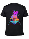 Retro Palm Tree Graphic Tee - 80s Style T-Shirt