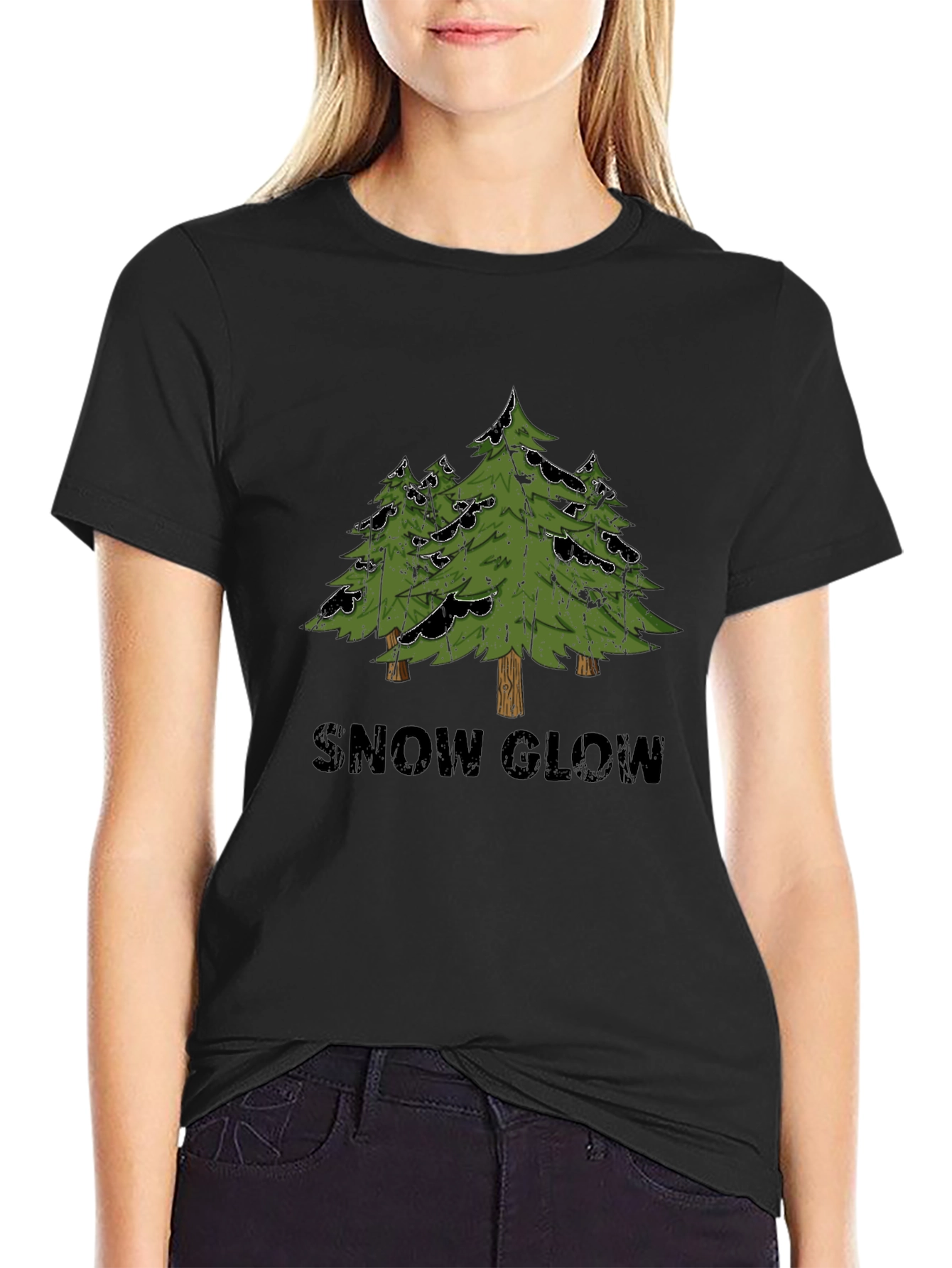 Snow Glow Tree Graphic Tee - Black