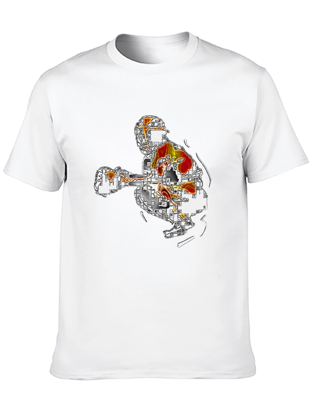 Abstract Art Graphic Tee - Black Casual T-Shirt
